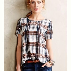 Draped Plaid Top